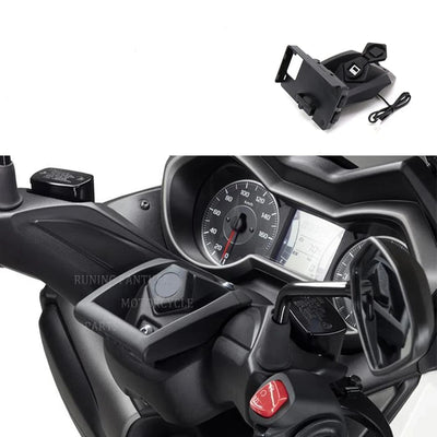 Suporte de Navegação para Telefone GPS com Porta de Carregamento USB Sem Fio para YAMAHA XMAX NMAX 125/155 X-MAX 300