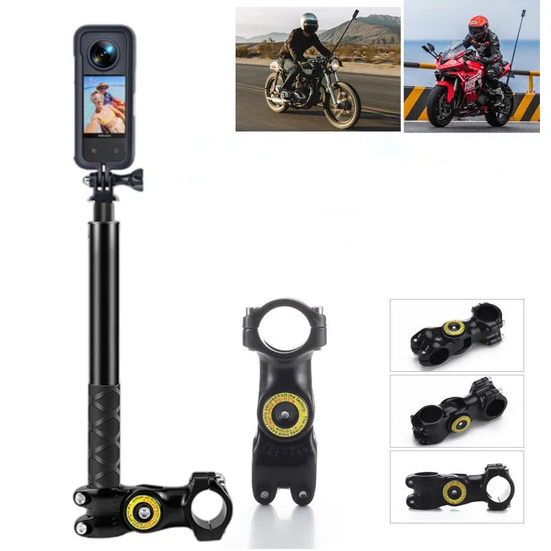 Suporte para Motocicleta com Bastão de Selfie Invisível- para Insta360, GoPro e DJI Action Cameras