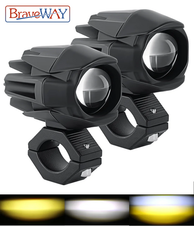 Farol de LED para Motocicleta com Luzes de Neblina e Auxiliares Off Road